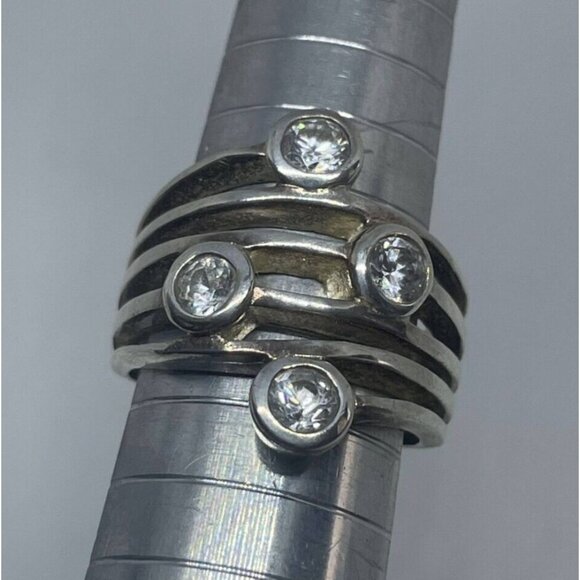 Premier Designs Inc. Cubic Zirconia Ridgeway Ring Silver Tone Size 6.5 - Picture 5 of 5